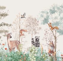 Tapete Kinderzimmer magische Natur beige