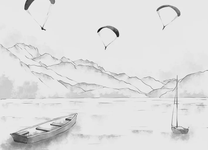 Tapete Annecy – Gipfel & Kunst in Monochrom