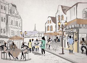 Papier peint bistrot paris café en terrasse, XXL, tendance