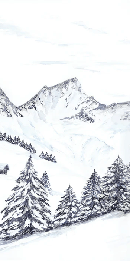Aquarell-Tapete eines Alpentraums