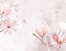 Tapete Aquarell Magnolie Rosa