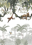 Papier peint enfant jeu de singes - Muralconcept