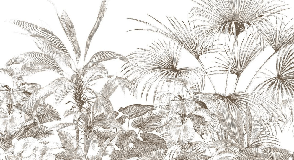 Tropische Tapete mit monochromem Druck