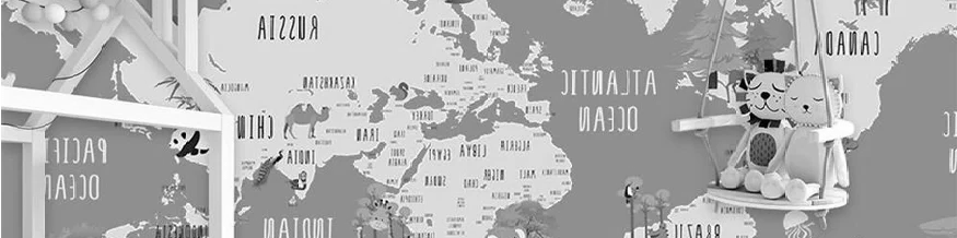 Tapete für Kinderzimmer mit grauen Tieren