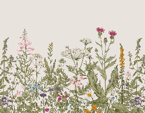 Tapete Botanische Blume Folk Romantik