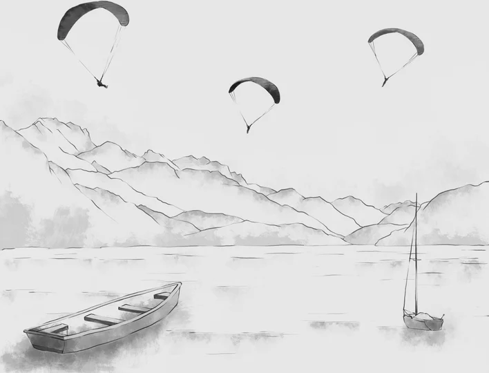 Tapete Annecy – Gipfel & Kunst in Monochrom