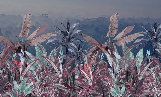 Panorama-Tapete mit botanischem Motiv