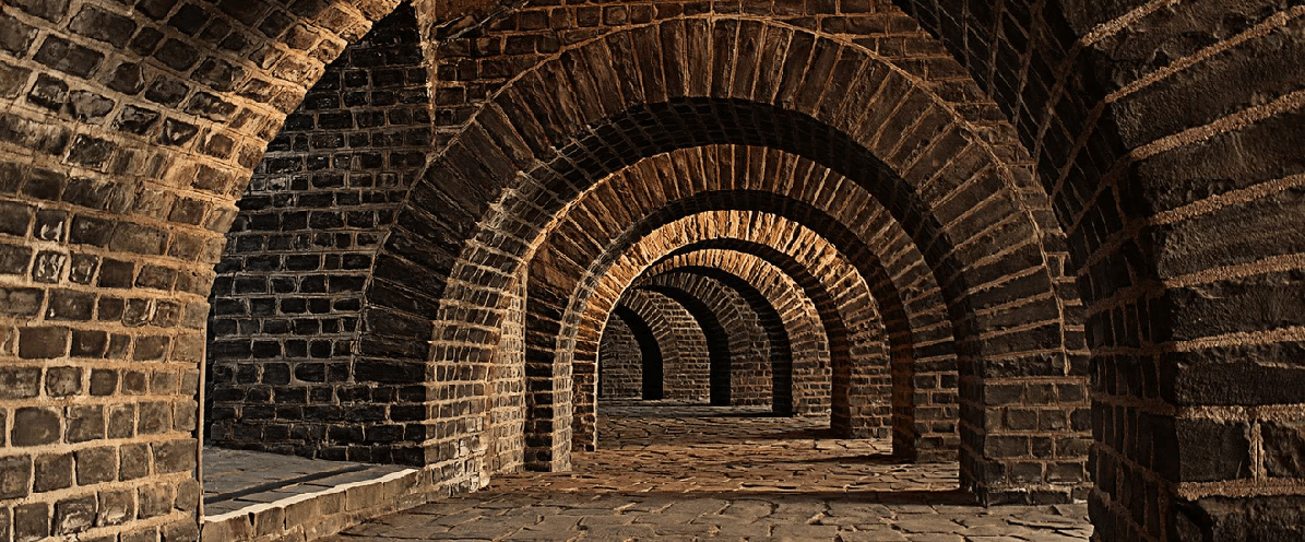 Trompe-l'oeil-Tapete „Bricks Passage“
