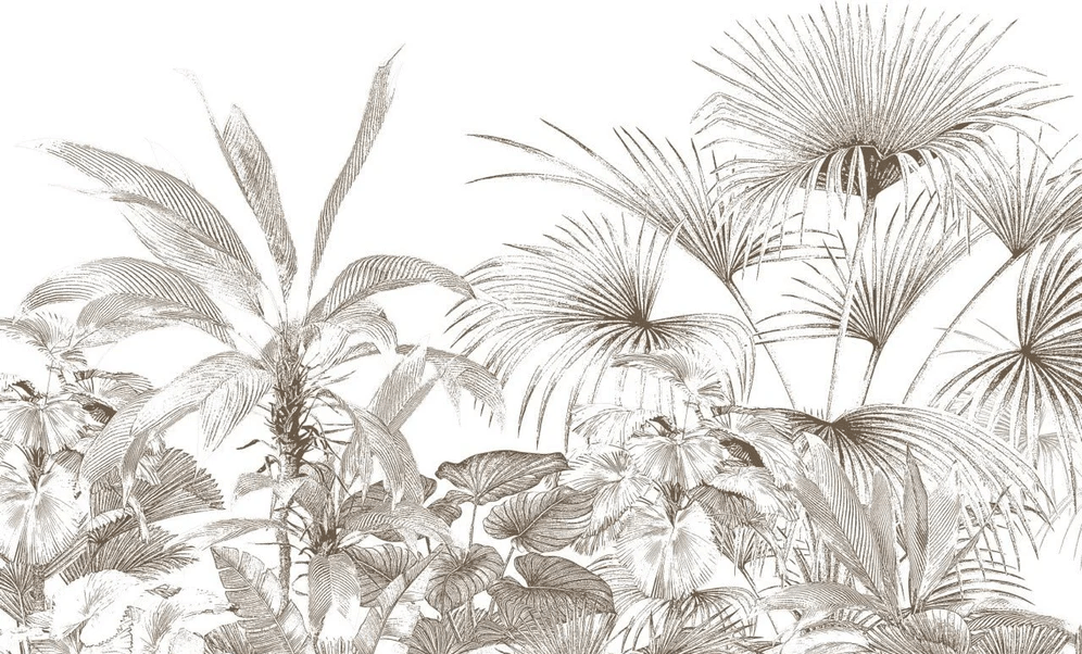 Tropische Tapete mit monochromem Druck