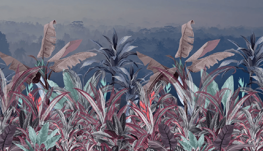 Panorama-Tapete mit botanischem Motiv