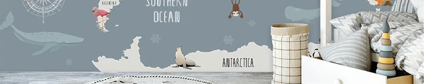 Tapete für Kinderzimmer mit grauen Tieren