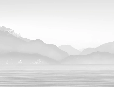 Tapete Annecy und sein friedlicher See in Schwarz-Weiß