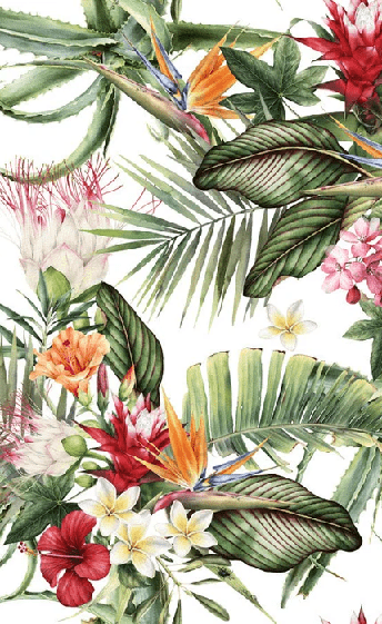 Tropische Tapete & Bunte Blumen