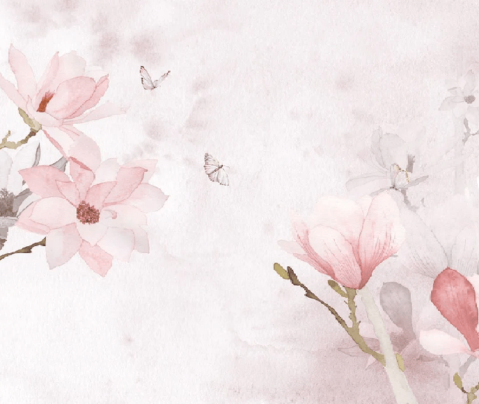 Tapete Aquarell Magnolie Rosa
