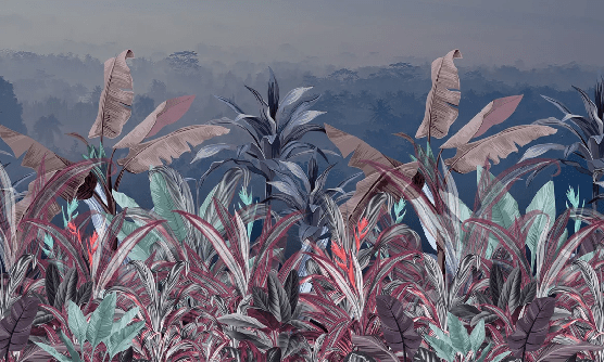 Panorama-Tapete mit botanischem Motiv