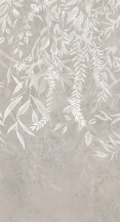 Moderne Tapete mit Pflanzenmotiv in Beige