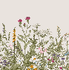 Romantische Tapete mit botanischem Blumenmuster im Folk-Stil