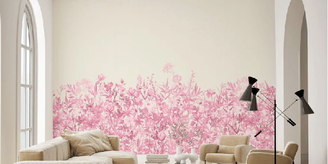 Tapete mit rosa Pinselstrichen