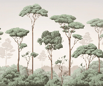 Tapete „Leichter Wind im Pinienwald“