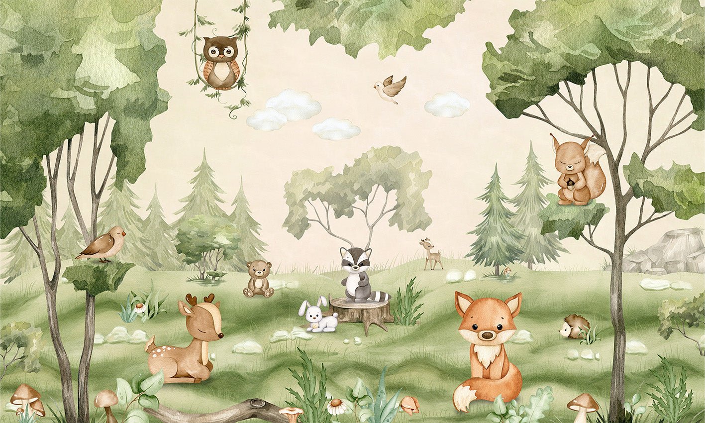 Papier peint bébé animaux peluches, XXL, tendance