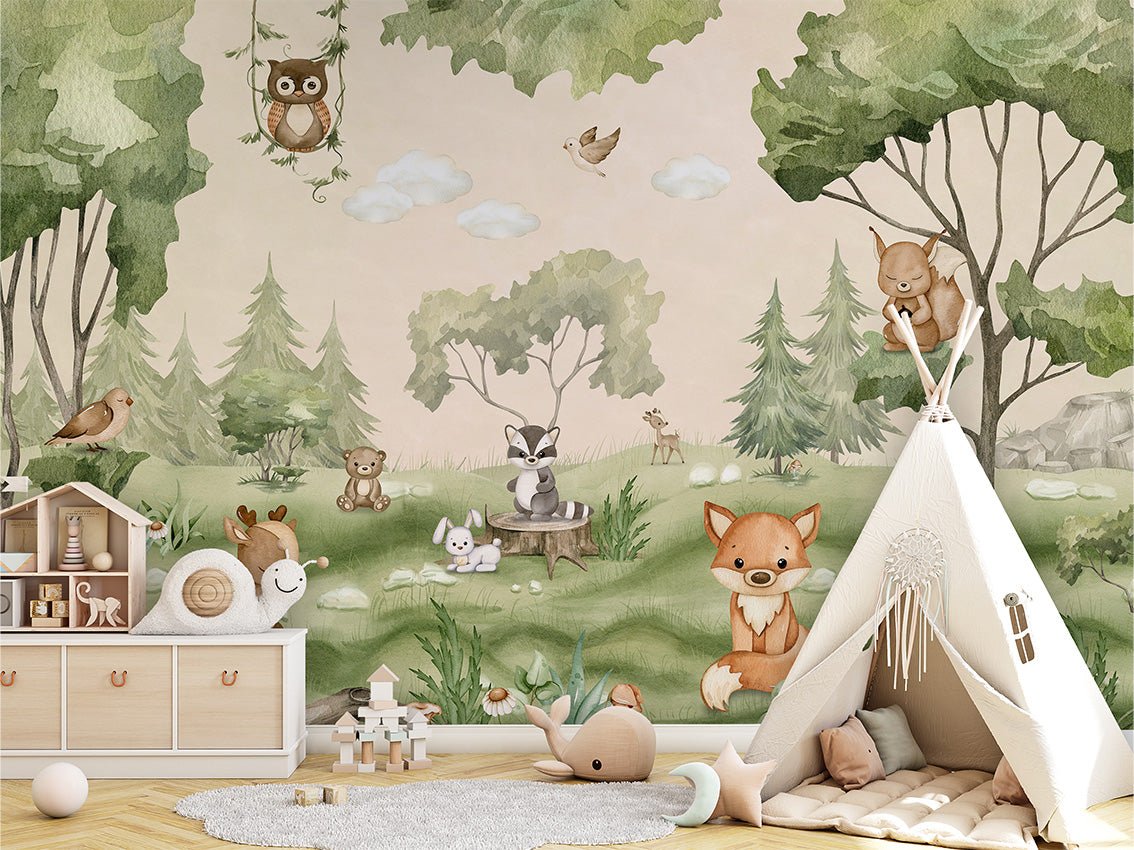 Papier peint bébé animaux peluches, XXL, tendance