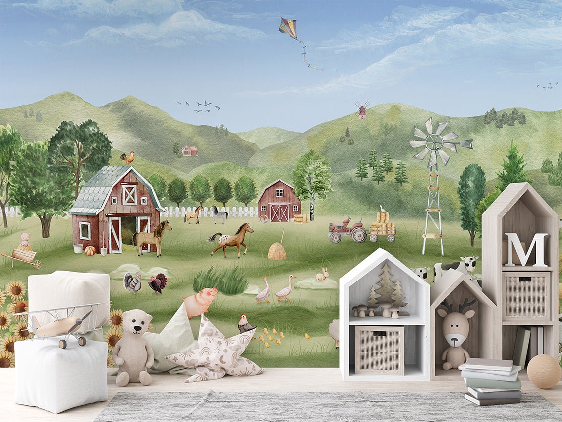 Papier peint bébé animaux en campagne, XXL, tendance