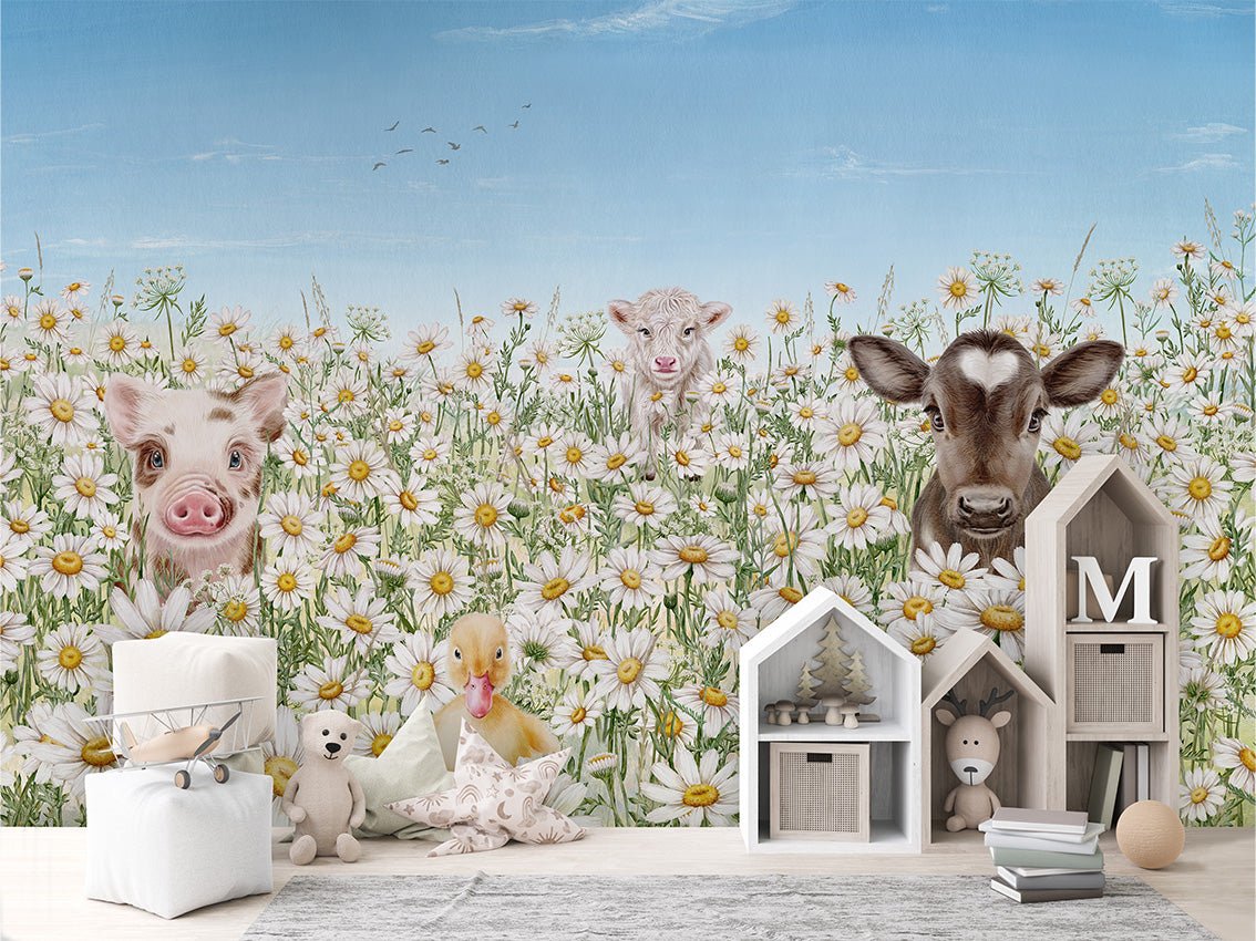Papier peint bébé douce prairie, XXL, tendance