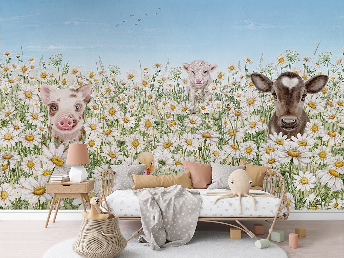 Papier peint bébé douce prairie, XXL, tendance