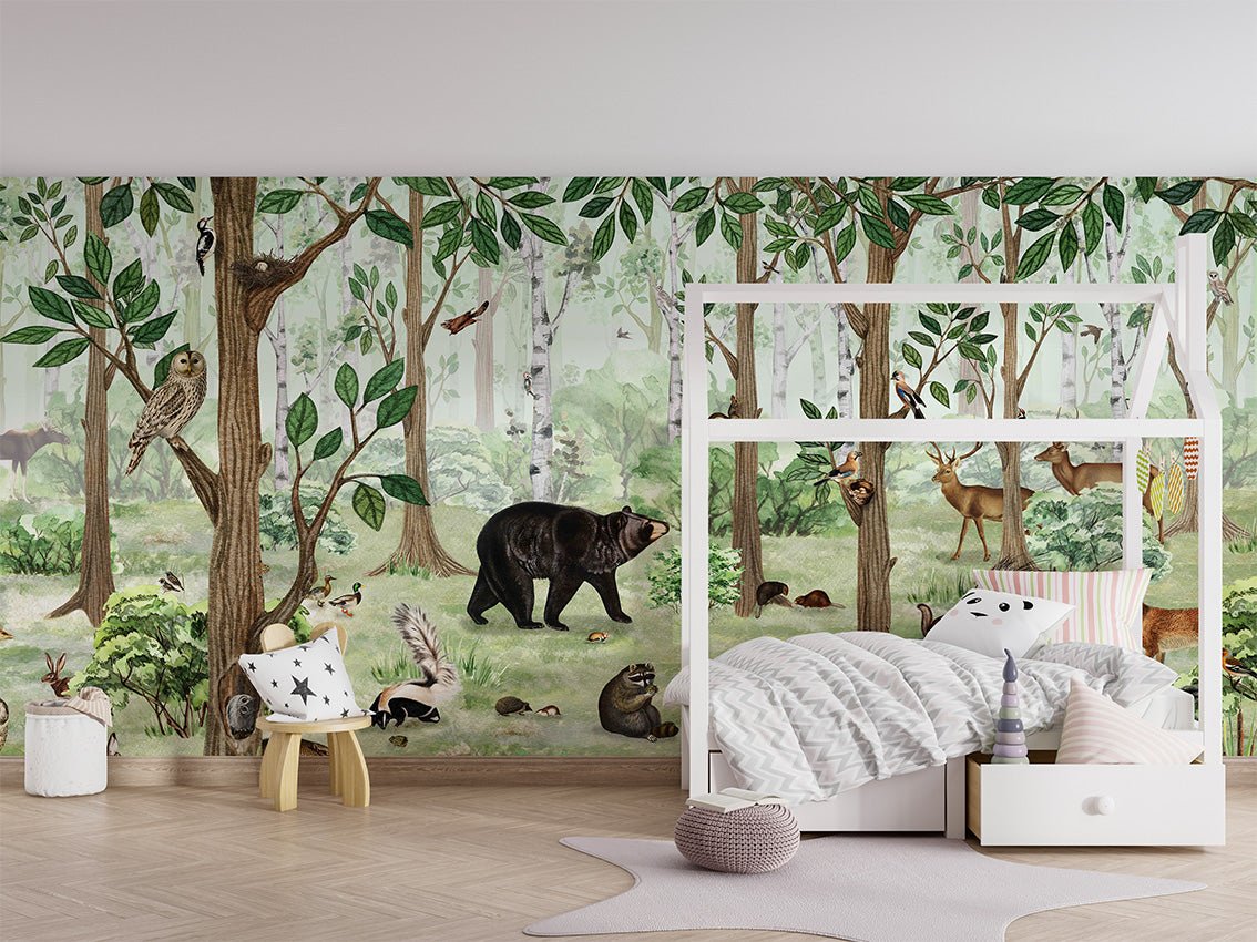 Papier peint bébé douceur forestière, XXL, tendance