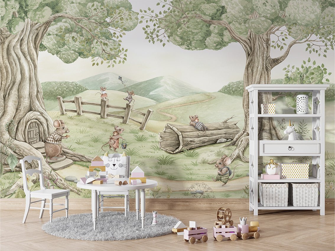 Papier peint bébé famille souris, XXL, tendance