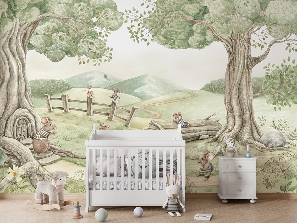 Papier peint bébé famille souris, XXL, tendance