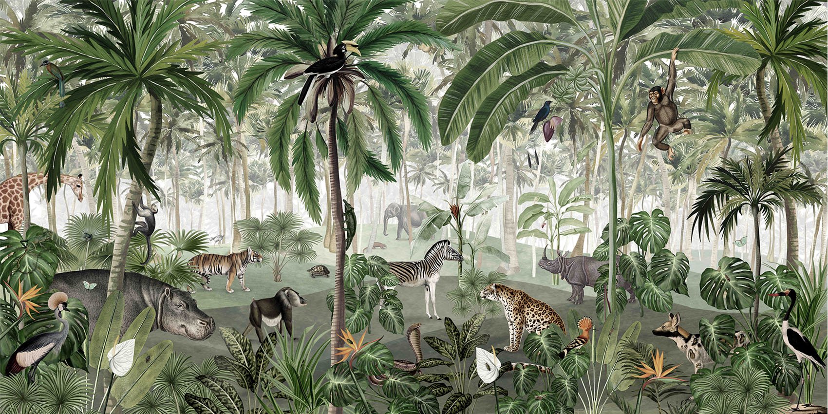 Papier peint bébé harmonie des animaux, XXL, tendance