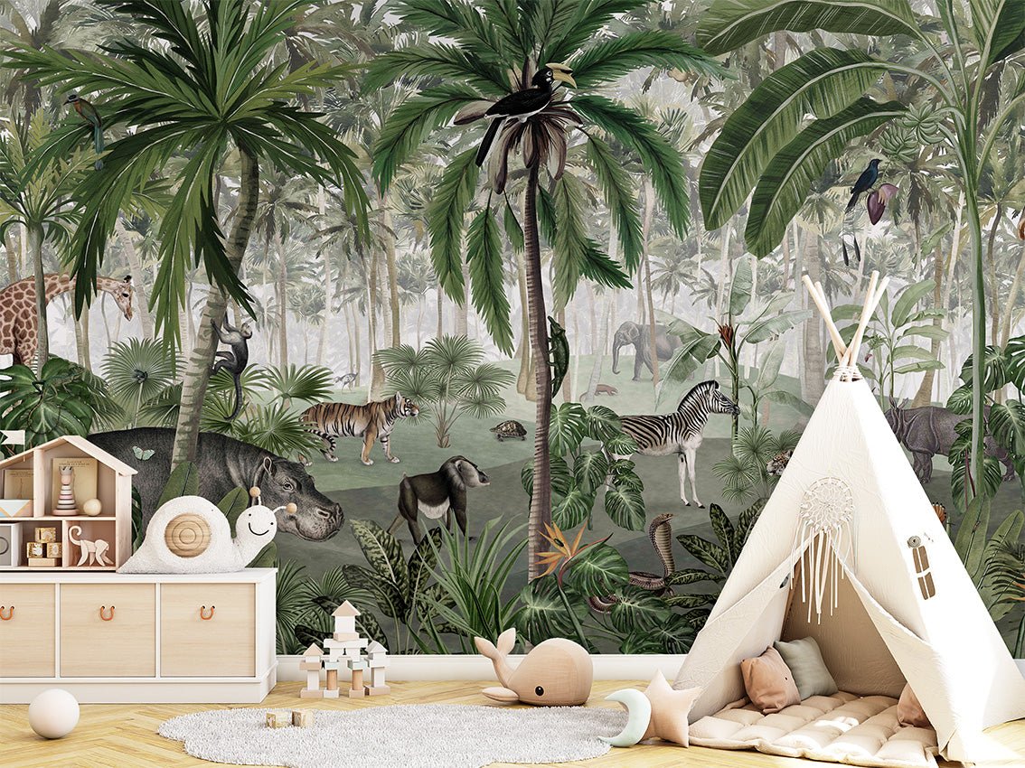 Papier peint bébé harmonie des animaux, XXL, tendance
