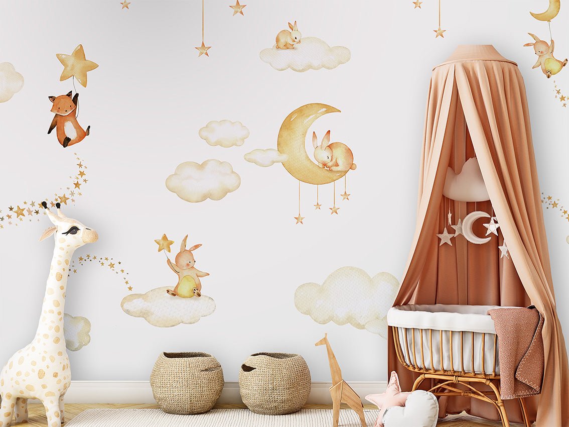 Papier peint bébé jolis rêves blanc, XXL, tendance