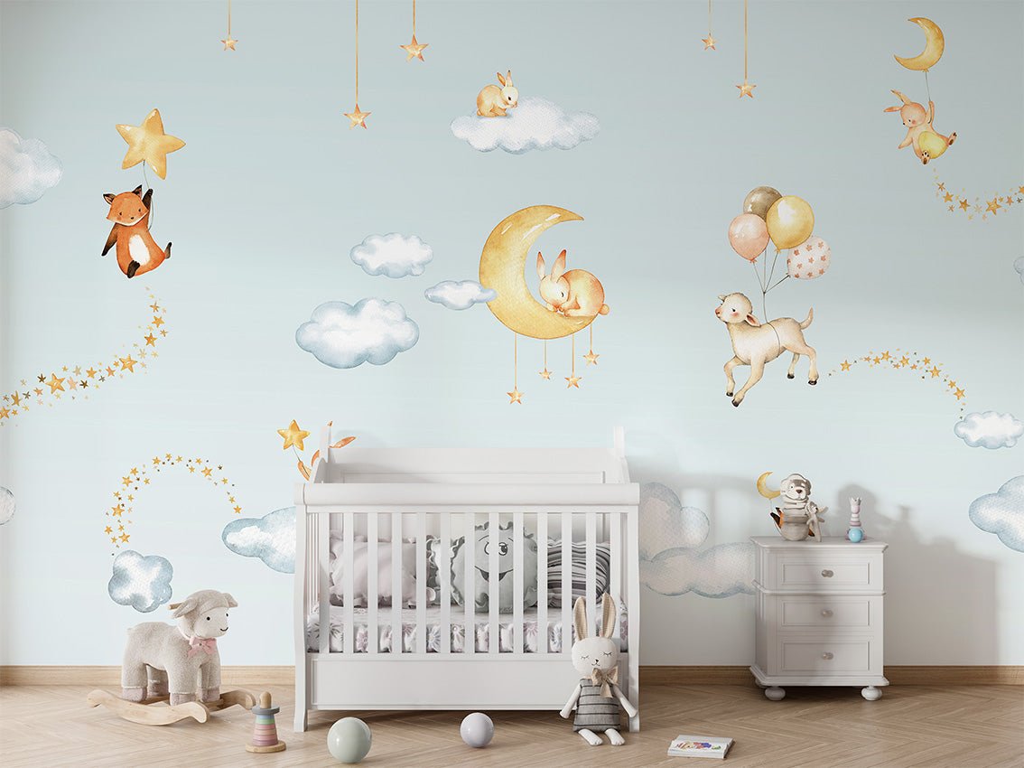 Papier peint bébé jolis rêves bleu, XXL, tendance