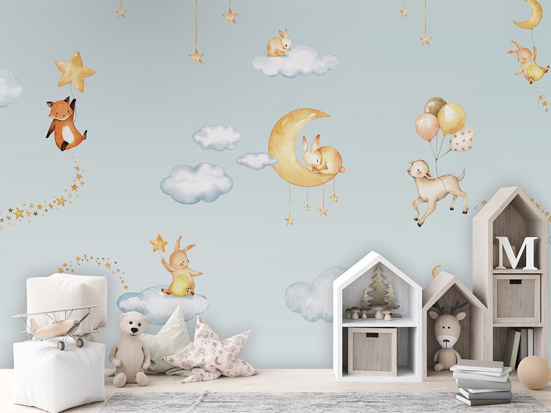 Papier peint bébé jolis rêves bleu, XXL, tendance