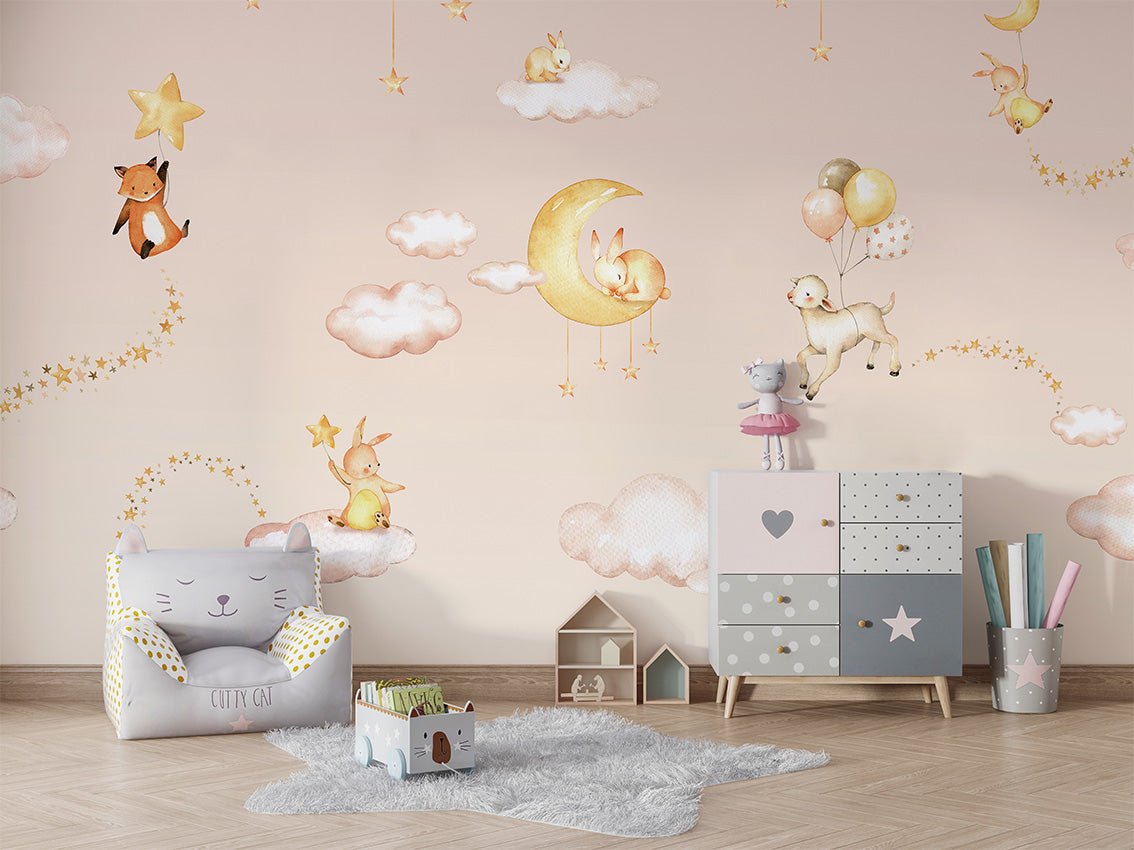 Papier peint bébé jolis rêves rose, XXL, tendance