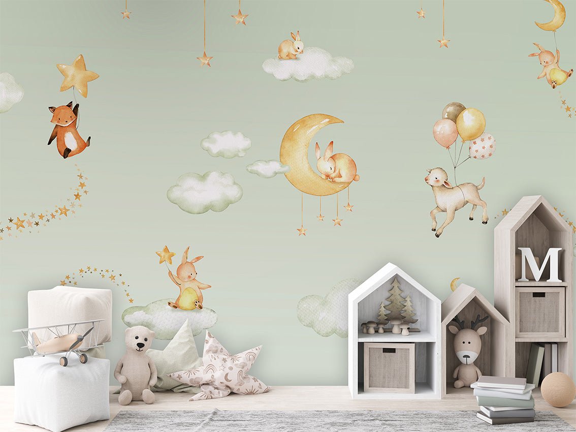 Papier peint bébé jolis rêves vert, XXL, tendance