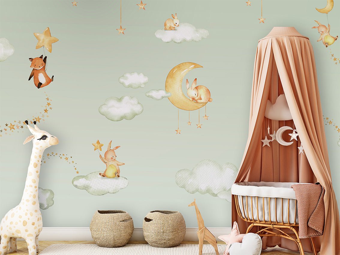 Papier peint bébé jolis rêves vert, XXL, tendance