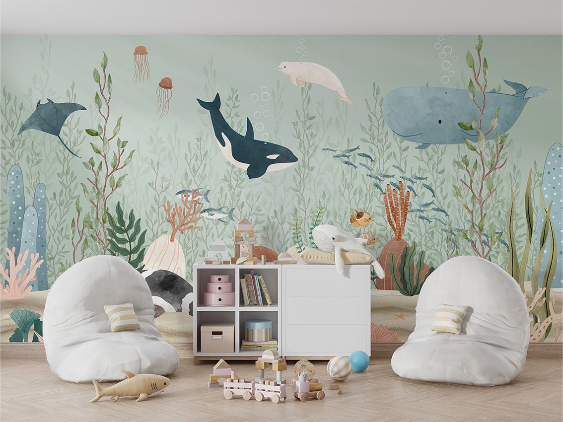 Papier peint bébé monde marin, XXL, tendance