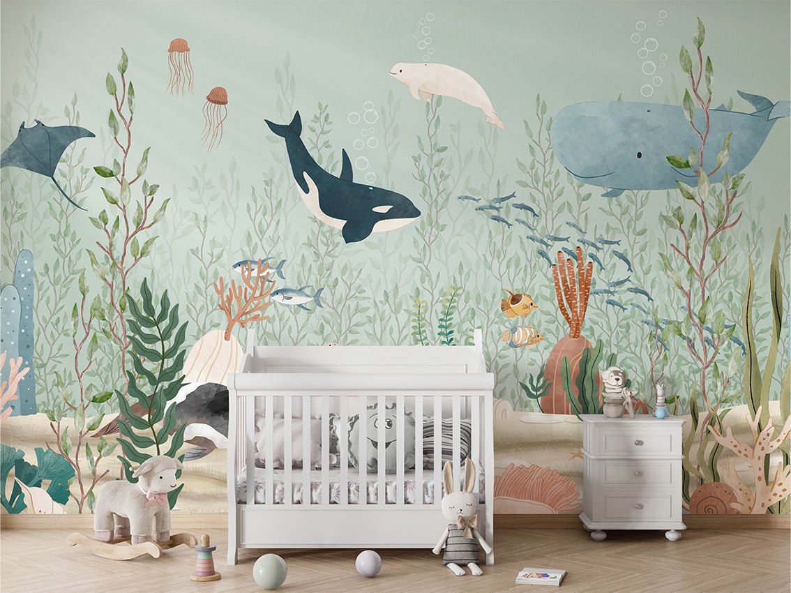 Papier peint bébé monde marin, XXL, tendance