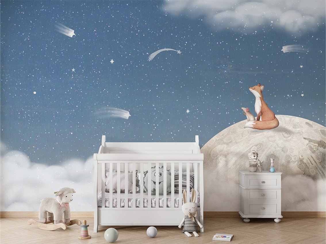 Papier peint bébé nuit apaisante bleu, XXL, tendance