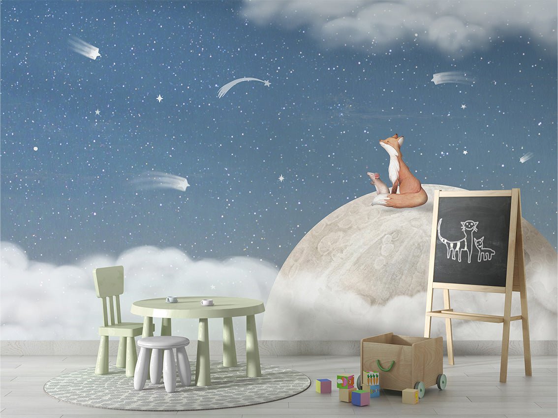Papier peint bébé nuit apaisante bleu, XXL, tendance