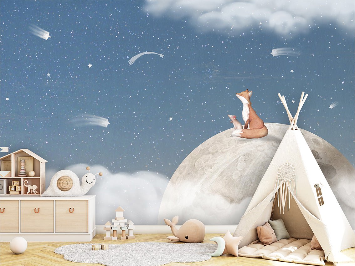 Papier peint bébé nuit apaisante bleu, XXL, tendance