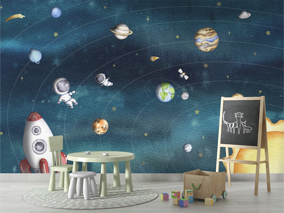 Papier peint bébé univers bleu nuit, XXL, tendance