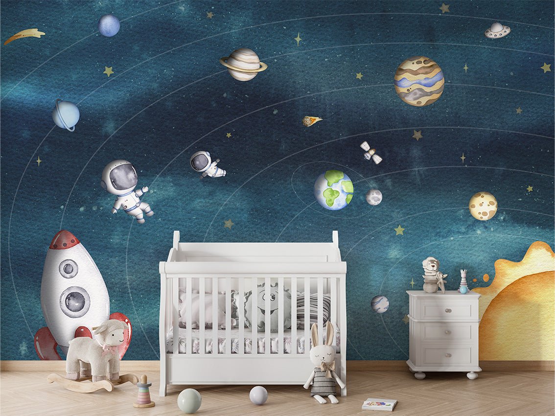 Papier peint bébé univers bleu nuit, XXL, tendance