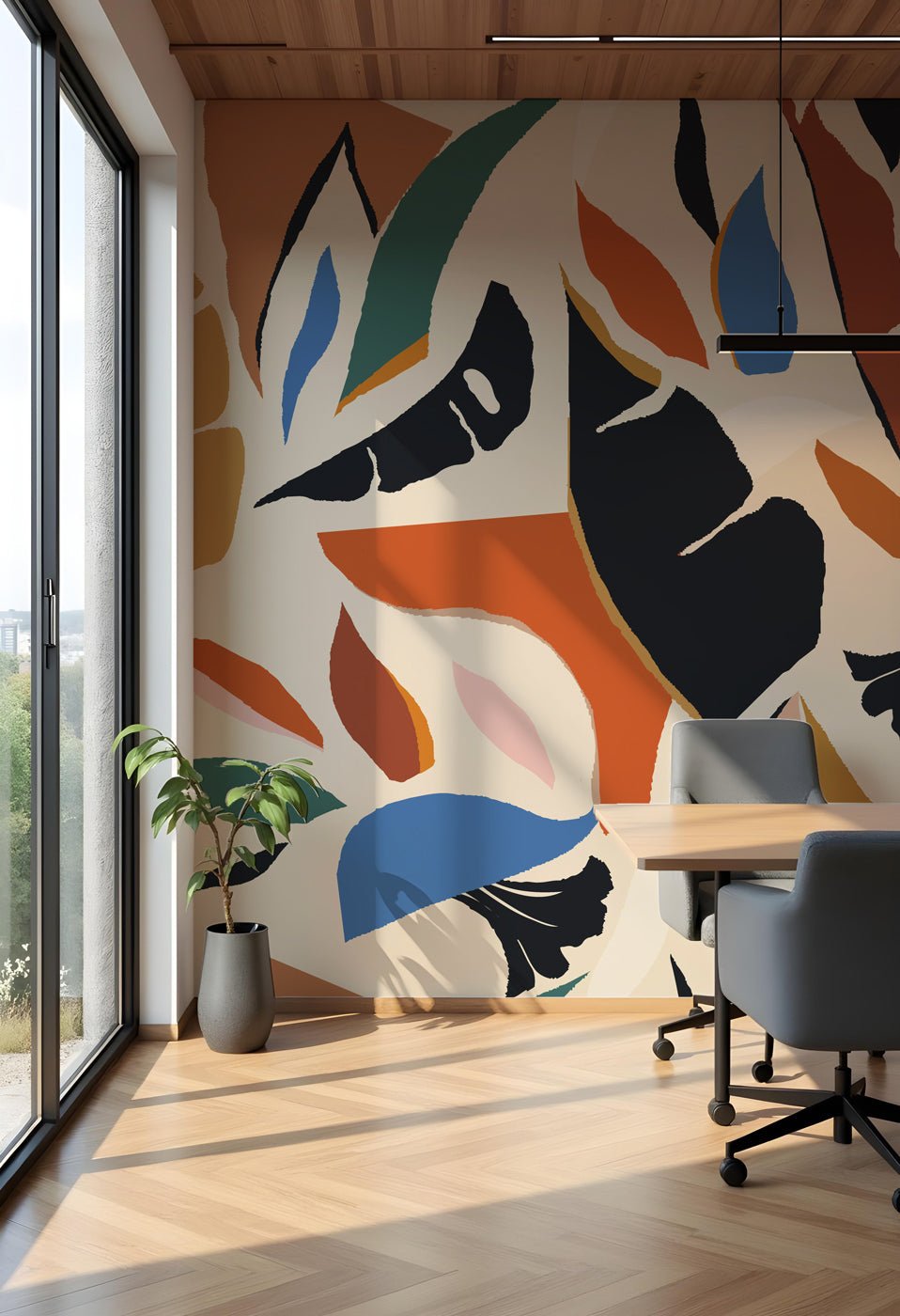 Moderne Tapete mit Pflanzenmotiven