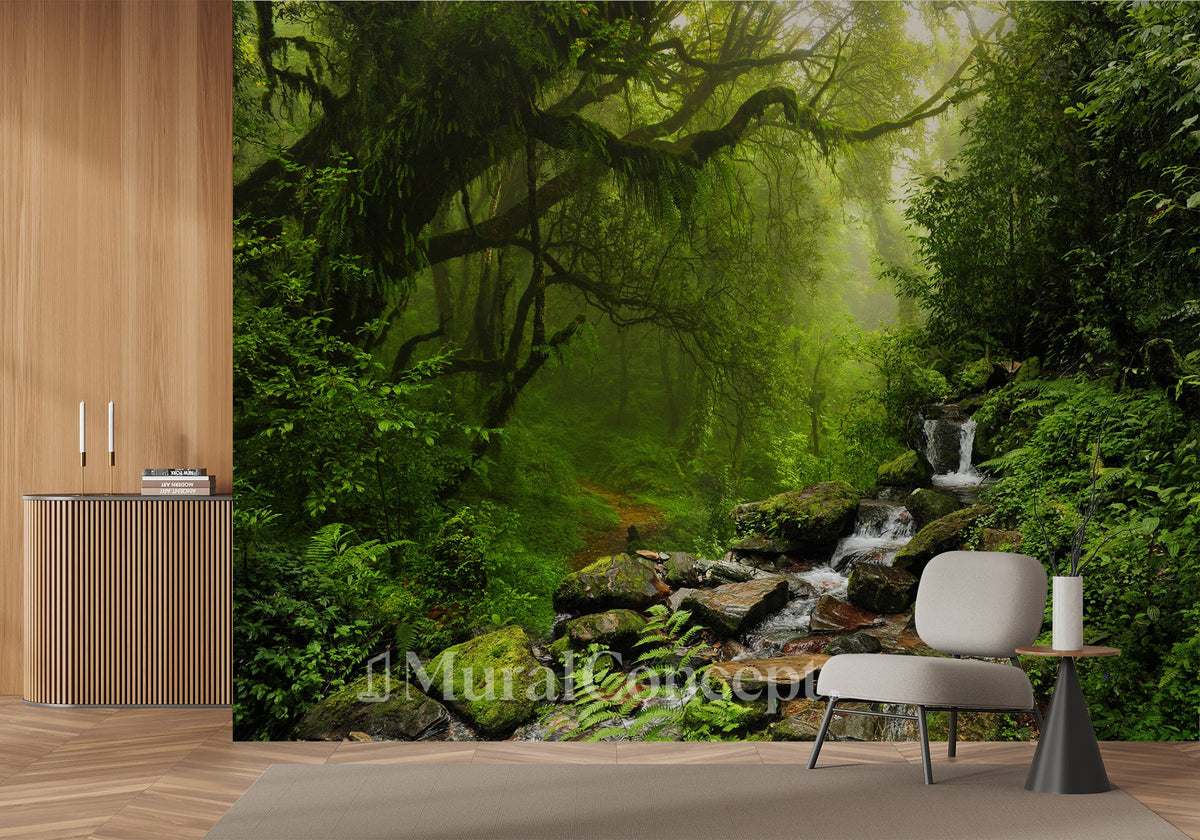 Tapete Wasserfall & Wald