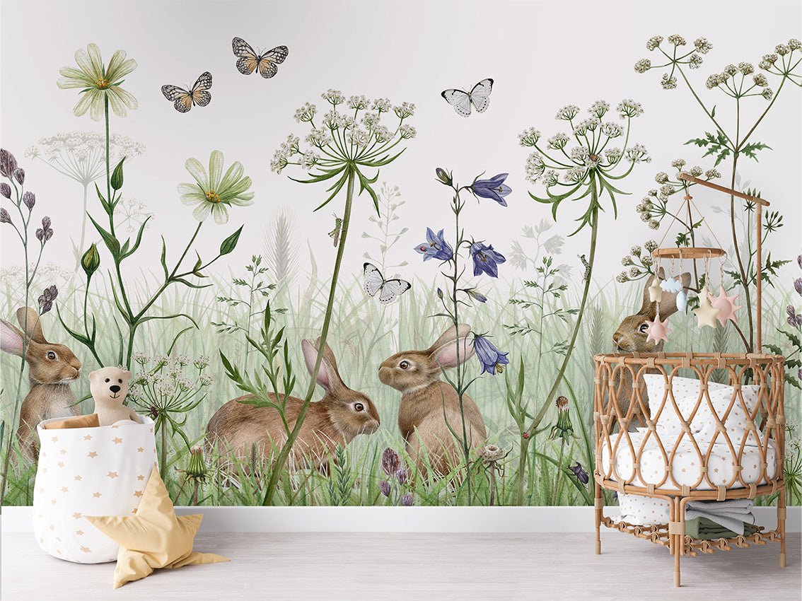 Papier peint chambre bébé lapins, XXL, tendance