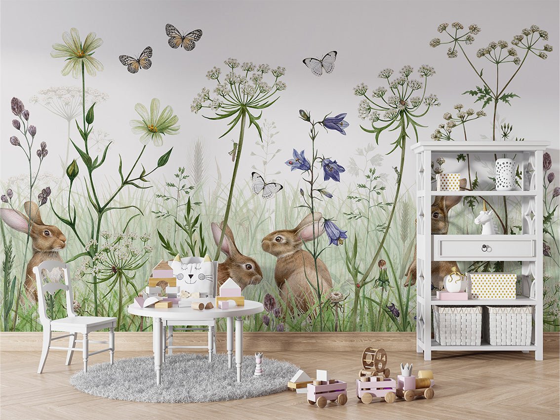 Papier peint chambre bébé lapins, XXL, tendance